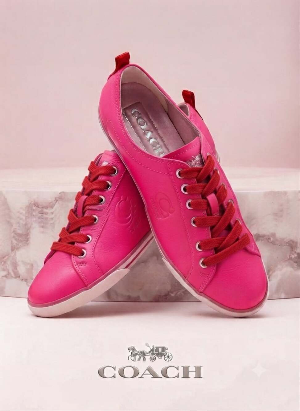 Coach Demi Pink Leather Sneakers Size 6.5M